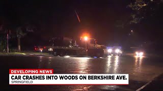 Vehicle crashes into woods along Berkshire Ave. in Springfield