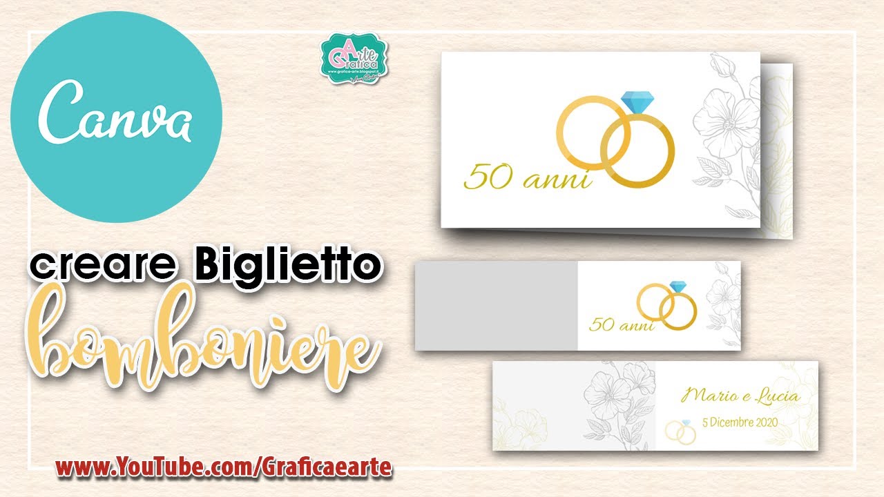 IDEE X EVENTI - CREARE bigliettino per bomboniera NOZZE D'ORO - CANVA.COM 