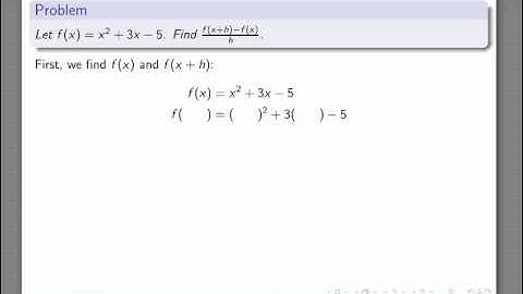 Difference Quotients (Polynomial Functions)
