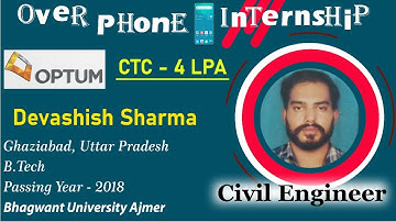 Congrats, Devashish |CIVIL ENGINEER| 4 LPA | Selected as Associate System Engineer in OPTUM, Gurgaon