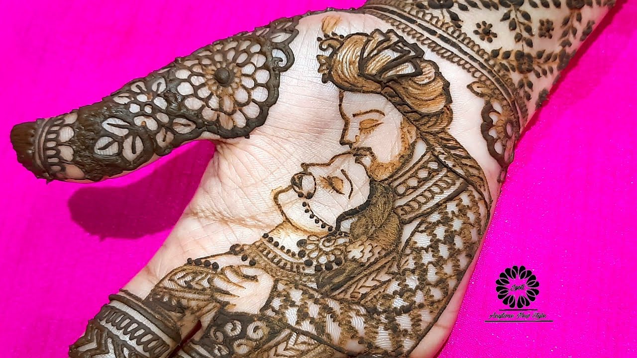 Dulha Dulhan Mehndi Design 2021-bridal mehndi design-romantic couple mehndi design-how to draw bride