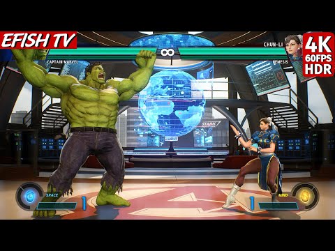 Hulk & Captain Marvel vs Chun-Li & Nemesis (Hardest AI) - Marvel vs Capcom: Infinite | 4K 60FPS HDR