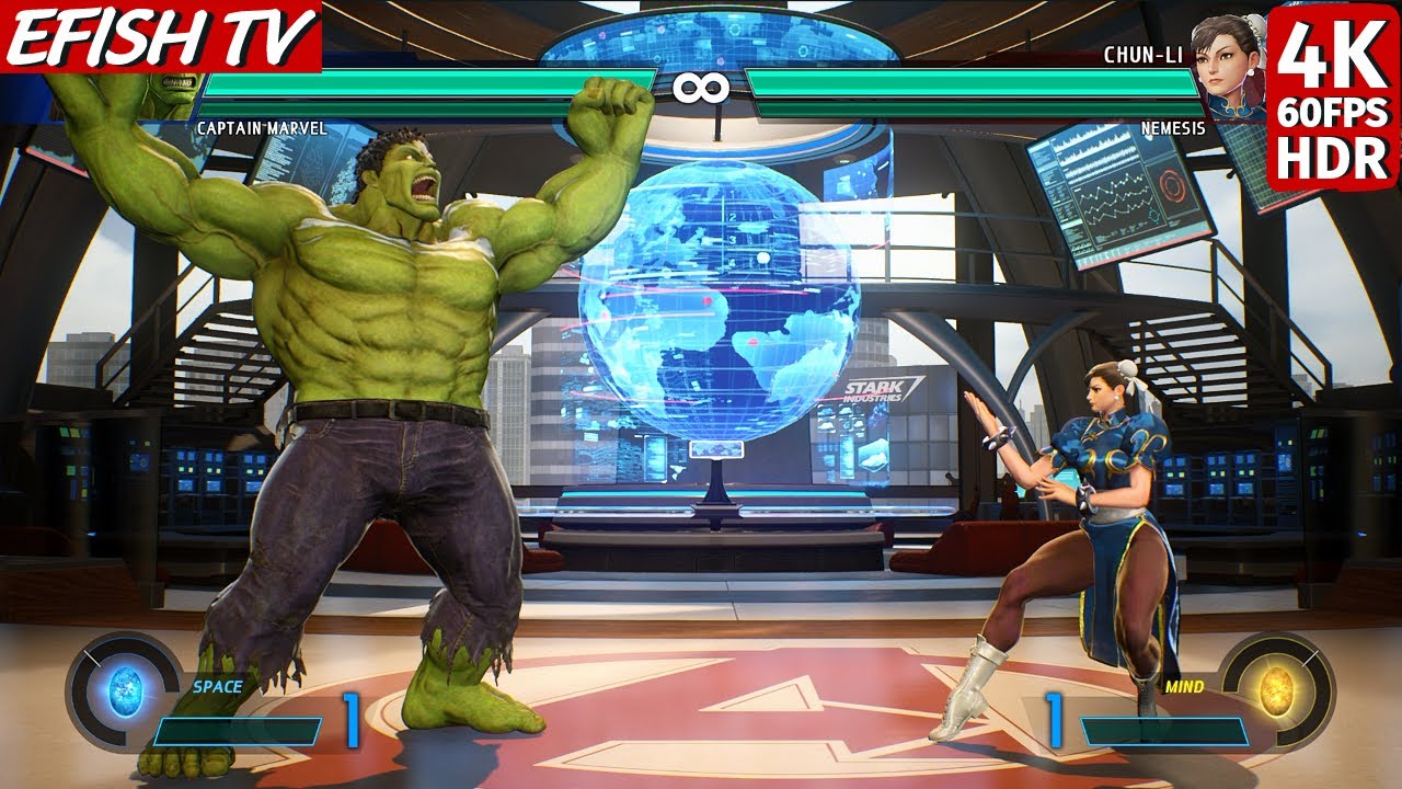 Hulk & Captain Marvel vs Chun-Li & Nemesis (Hardest AI) - Marvel vs Capcom: Infinite | 4K 60FPS HDR