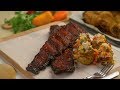 Lunchtime With Panasonic - Garlicky BBQ Ribs with Hasselback Potatoes Recipe