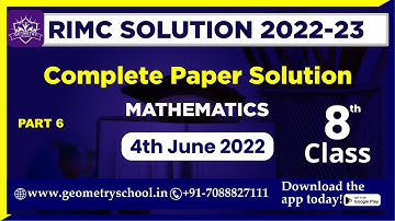 RIMC 4TH JUNE ANSWER KEY | RIMC MATHEMATICS SOLUTION 4 JUNE 2022 | RIMC RESULT 4 JUNE 2022 [Part 6]