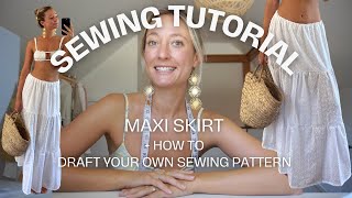 Gathered Maxi Skirt Sewing Tutorial  Draft your own sewing pattern