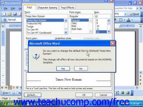 Word 2003 Tutorial Setting the Default Font Microsoft Office Training  Lesson  - YouTube