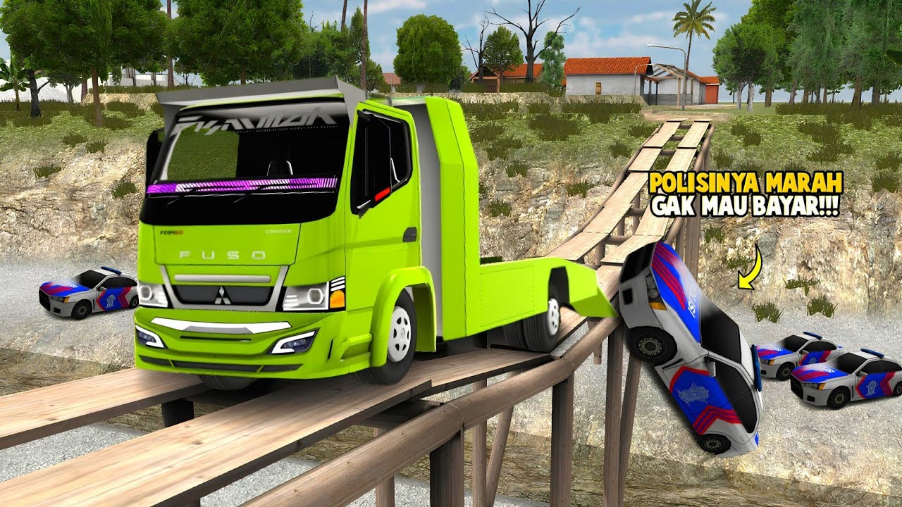 Nowing Mobil Polisi Dari Jembatan Kayu🤫‼️ES Truck Simulator ID