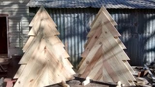 Building Christmas trees from reclaimed pallets.