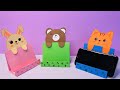DIY Очень простая Оригами Подставка для телефона Мишка, Зайчик и Котик из бумаги