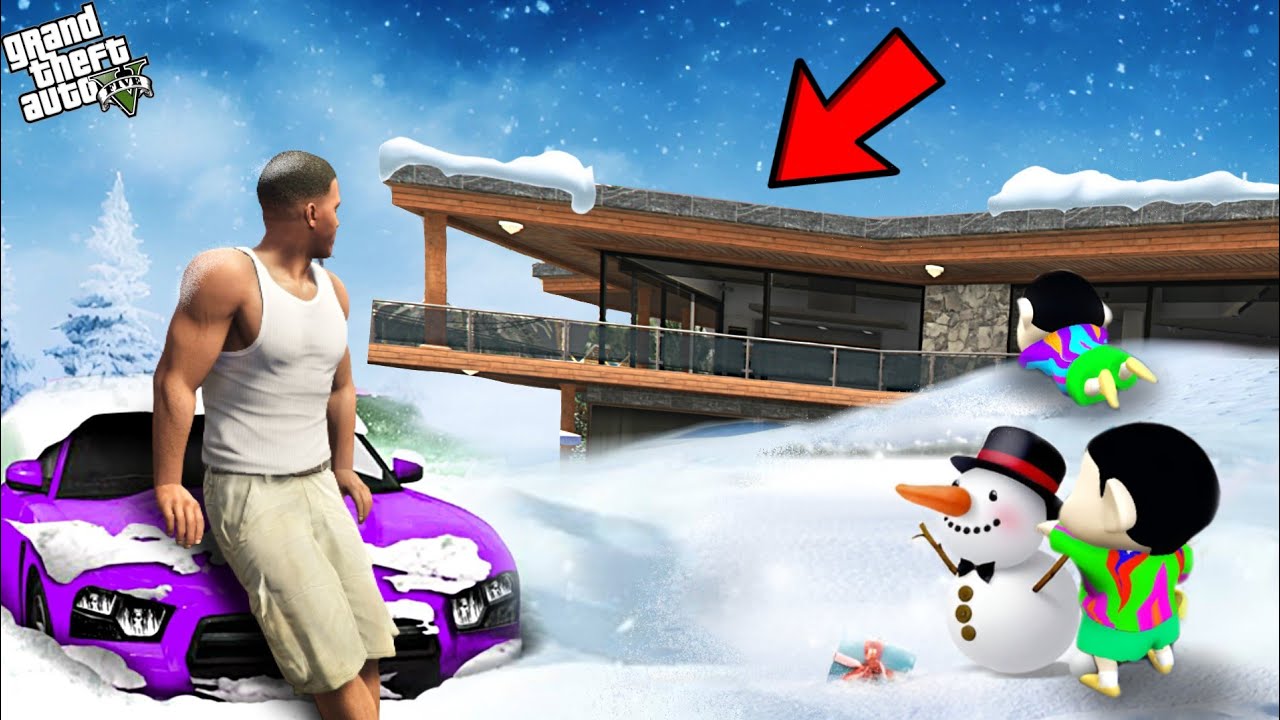 Franklin And Shinchan Surviving Biggest Snowstorm|| Gta 5 ! 