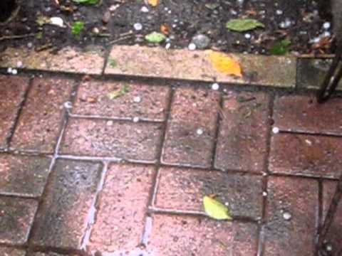 Hail falling on a trampoline - YouTube