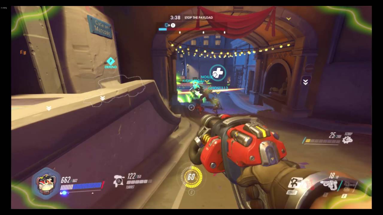 Torbjorn building a turret but he can't switch to his hammer