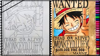 How to draw Monkey D.Luffy Wanted Poster | One Piece