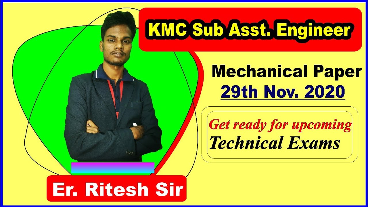 KMC SUB ASSISTANT ENGINEER MECHANICAL PAPER 29th November 2020 YouTube
