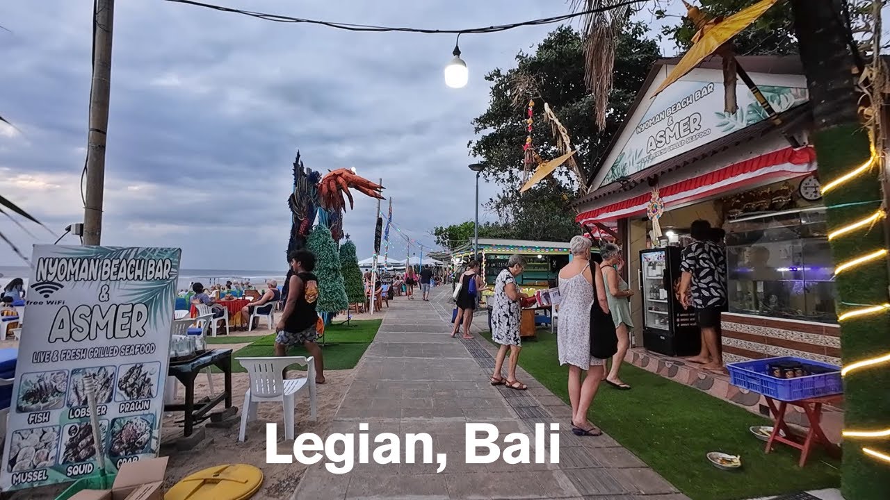 Busy Weekend Vibes At Legian Beach | Walking From Legian Beach to Double Six Street Bali 2025