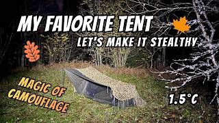 Cold Autumn Tent Camping 1.5°C 🍁 | Onewind Solo Vent Bivy Tent & Camo Net Experiment