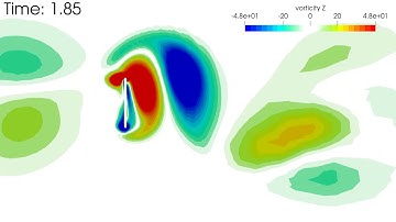 A symmetric flapping motion creates an asymmetrical flow field