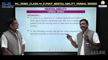 ALLEN IHL Interactive Video Lecture for Class 10th | Mental Ability | Verbal Series