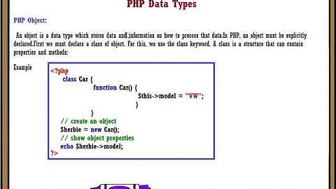Data types Null | resource | object in php