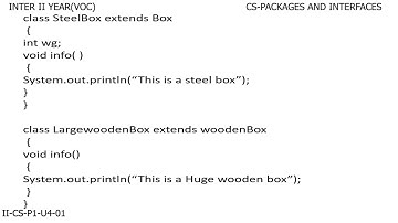 VOCATIONAL COMPUTER  SCIENCE 2ND  YEAR  P1 - U4 -01- IMPLEMENTING OOPS IN JAVA PACKAGES & INTERFACES
