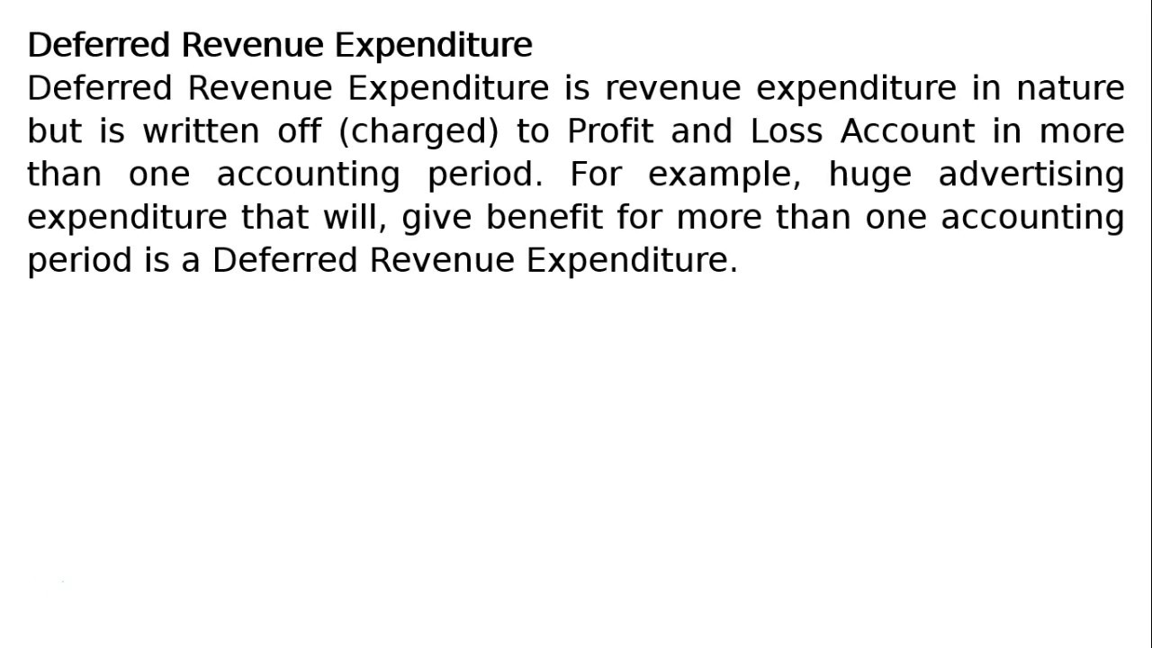 presentation of deferred revenue expenditure in balance sheet