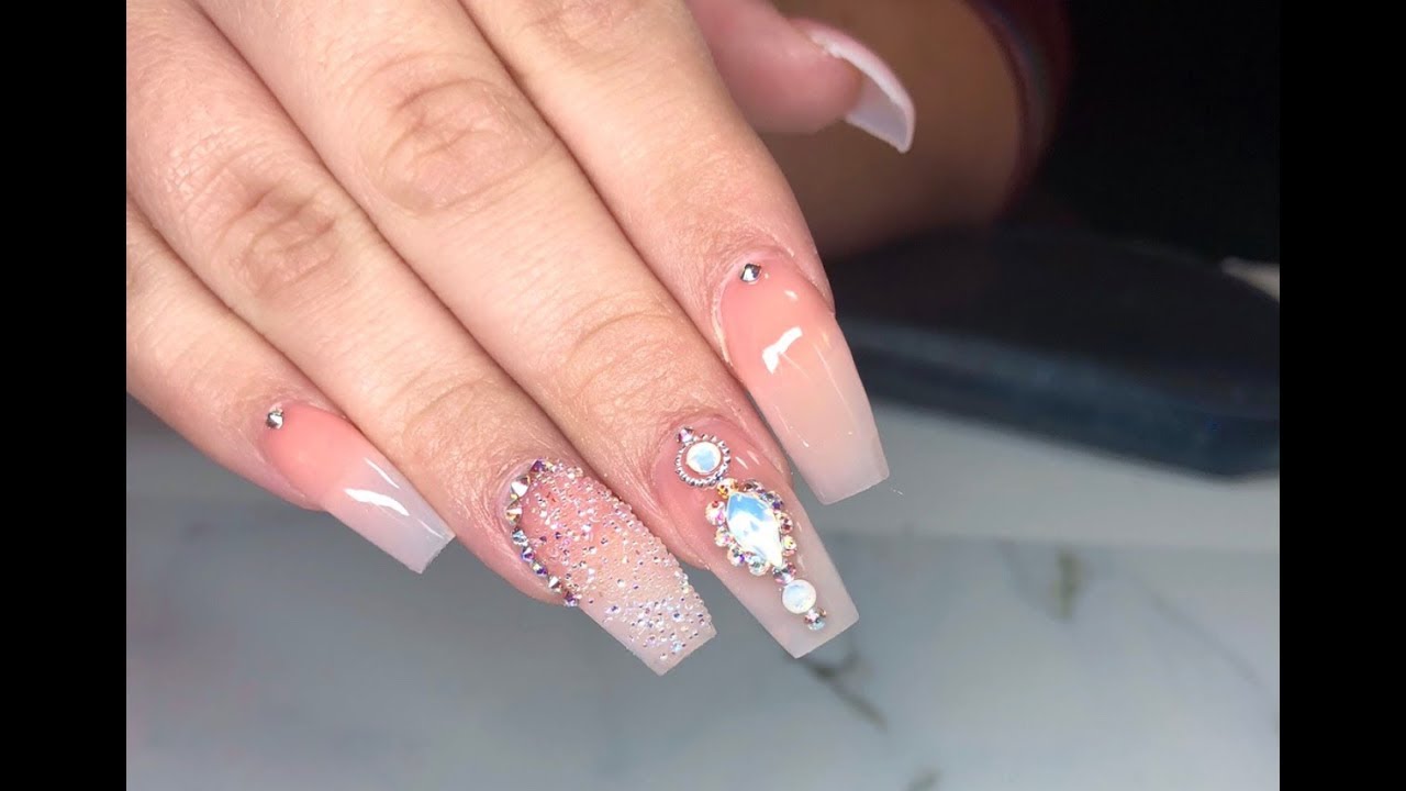 Nude and Rose Gold Nails - Medium Coffin | The Nailest