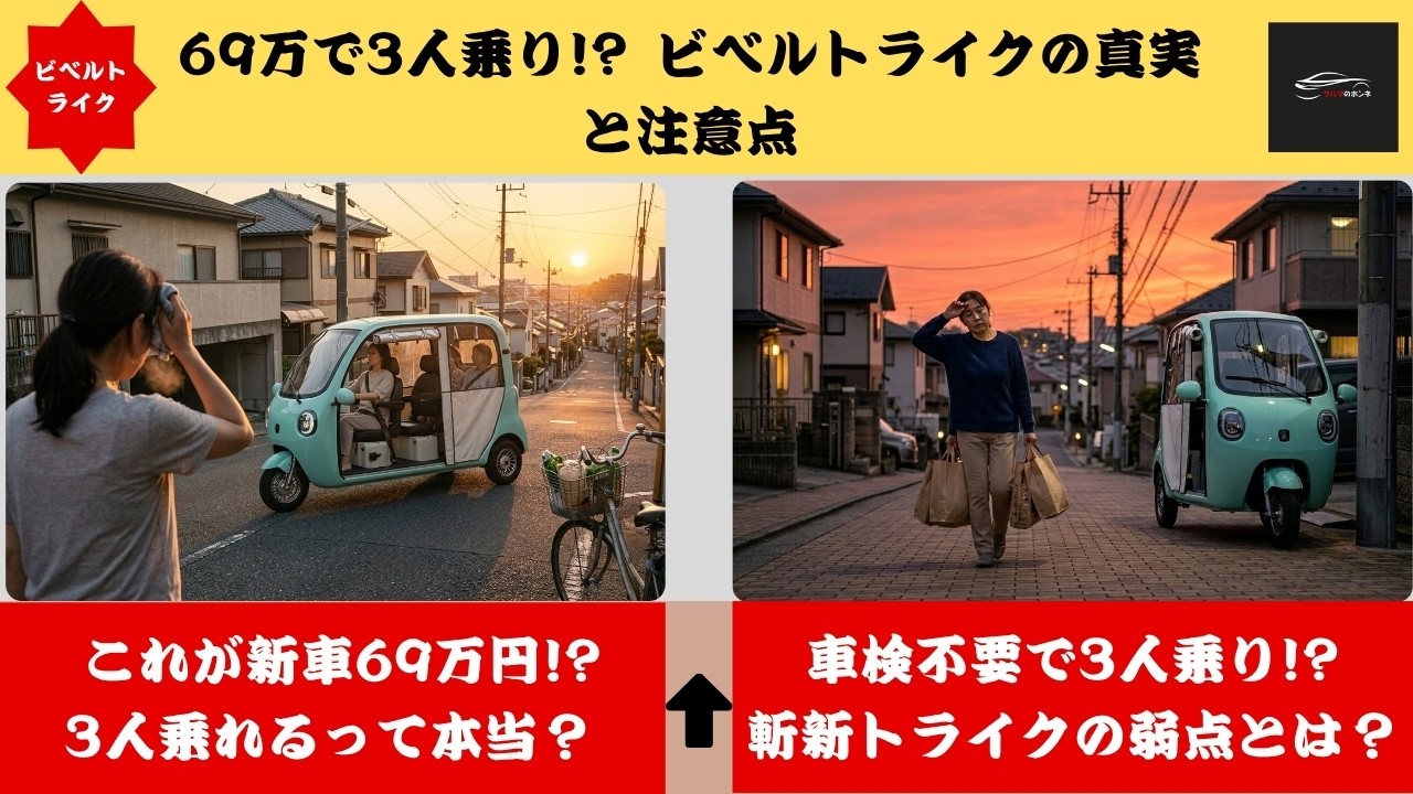 実車公開中】新車69万円の衝撃！普通免許で乗れる3人乗りEV