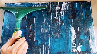 Easy Rubber Squeegee Abstract Painting Techniques - DIY Acrylic Painting Process Tutorial Beginners