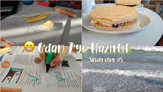 6'dan 7'ye Hazırlık Study Vlog #4 | Denize gidelim, pankek, ders 🌴🌊🥞