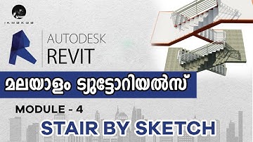 19. Create Stair By Sketch | Revit Architecture Malayalam Tutorials