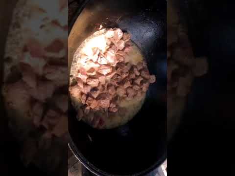 телятина с овощами/готовим в казане