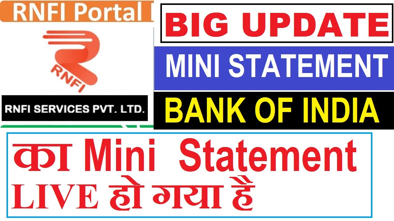RNFI Portal Update || Bank Of India Mini Statement Live || RNFI Mini Statement List || Relipay
