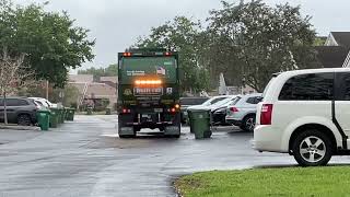 Waste pro revving Mack LR Zero radius on Pembroke Pines trash(raining) 0144631