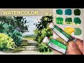 【初心者のための透明水彩65】ちょっと使いづらい色の混色法 /風景/新緑/混色/春