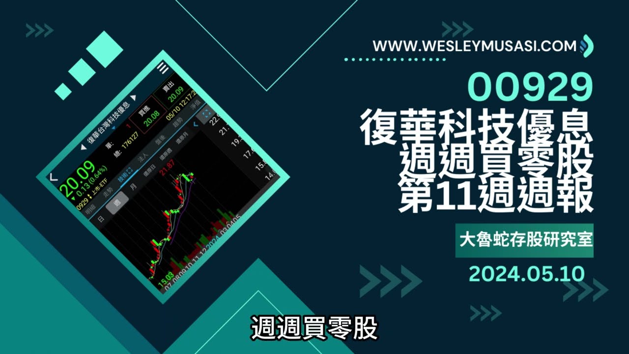 【00929復華台灣科技優息 / 存股領息賺錢】週週買零股第 10 週週報