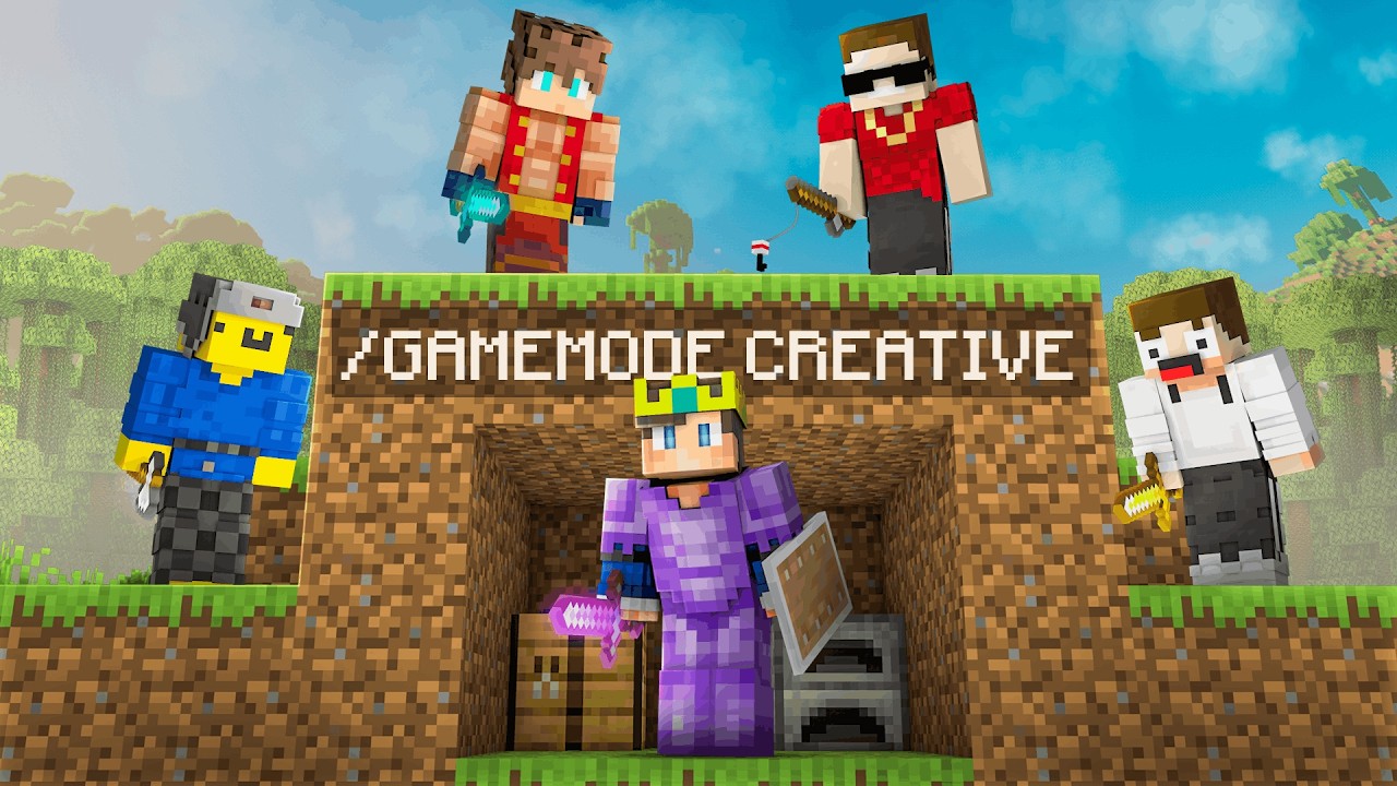 Minecraft Manhunt (1V4) But I Secretly Use CREATIVE MODE...