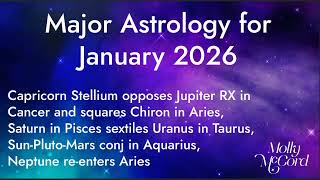 Capricorn Stellium T-Square, Sun-Pluto-Mars conj, Neptune re-enters Aries ~ January 2026 Astrology