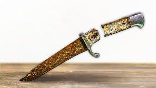 Rusty Bulgarian Knife  Broken Handle Restoration