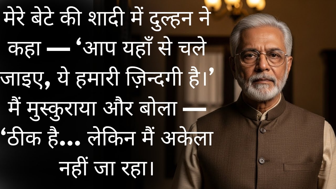 मेरे बेटे की शादी में दुल्हन ने कहा — ‘आप यहाँ से चले जाइए।’ मैं मुस्कुराया और बोला — ‘ठीक है… लेकिन