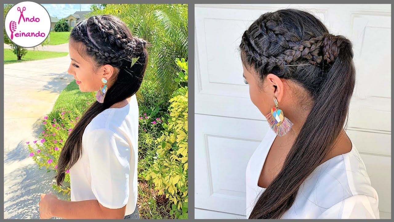 Peinados Con Trenzas Y Coletas | Trenzas Francesas Con Coleta | Peinados paso a paso