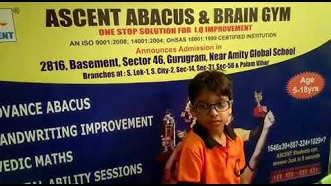 Class 2 student Ayaan Goel ,commences journey to improving focus and Q through Abacus visualisation