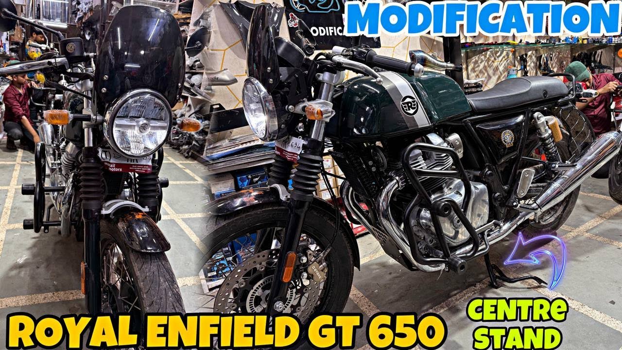 Royal Enfield GT 650 Top Notch Needful Modification | Centre Stand installed | New Crash Guard |