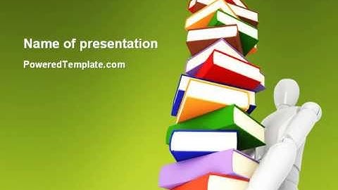 Books Stack In Hands PowerPoint Template by PoweredTemplate.com