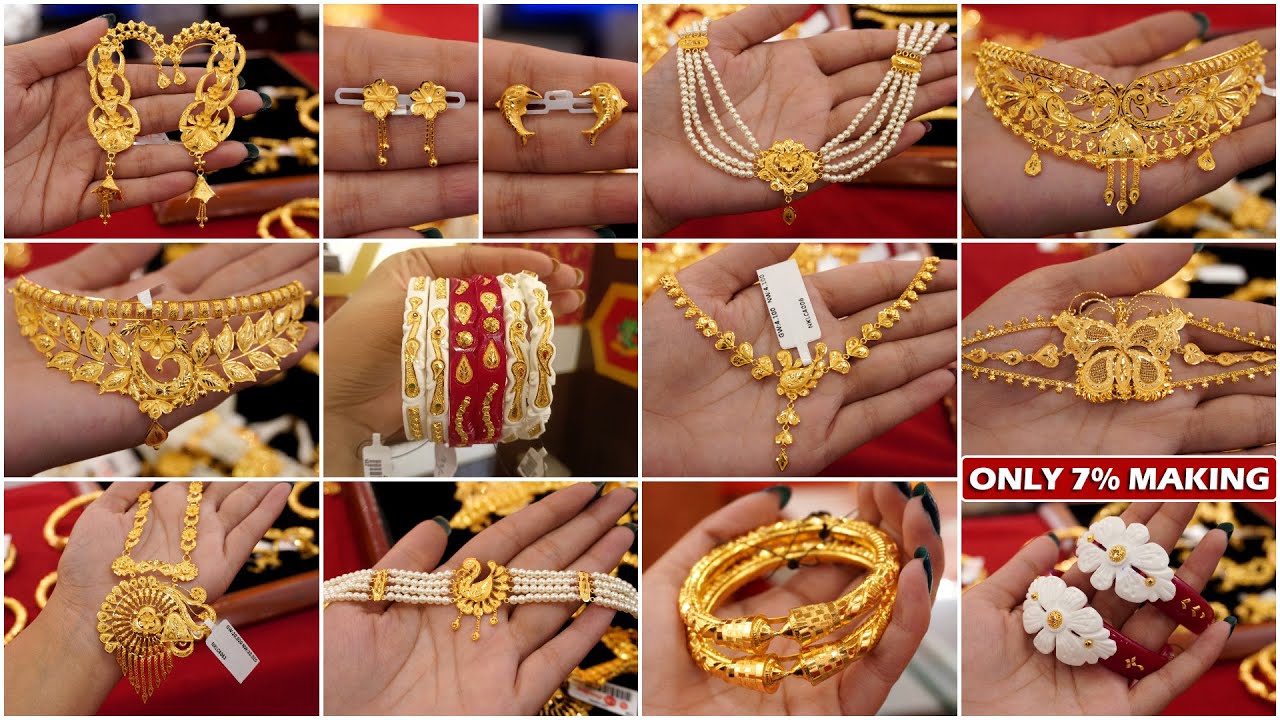 Matro 1 Gram Theke Necklace/Earrings/Choker/Bala/Bangles/Sakha/Pola & Biyer Sob Rokom Gold Jewelry 3