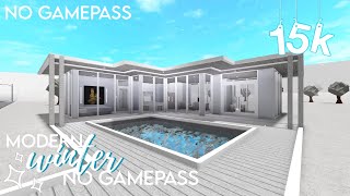 Roblox Bloxburg 15k Modern Aesthetic Winter Christmas Family House No Gamepass Build Tour Youtube