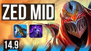 ZED vs AHRI (MID) | 14/2/10, 1100+ games, Legendary | NA Master | 14.9