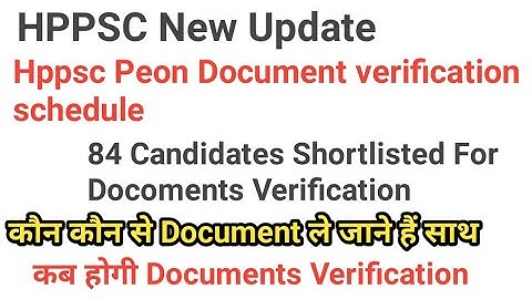 Hppsc Peon Recruitment 2025 // Peon Document verification schedule Out// hppsc New update /Peon post
