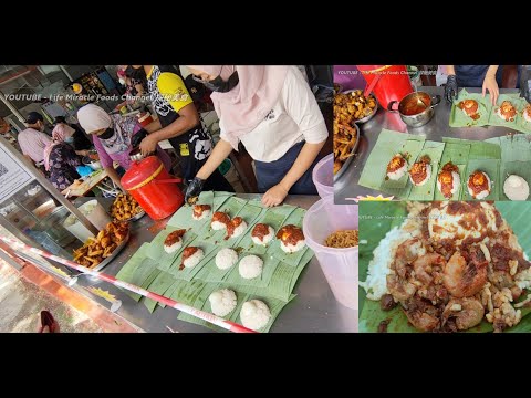 爆红美食空姐香蕉叶椰浆饭槟城全面封锁美食打包日 Penang FMCO Food RM1.50 banana leaf nasi lemak cheap yummy