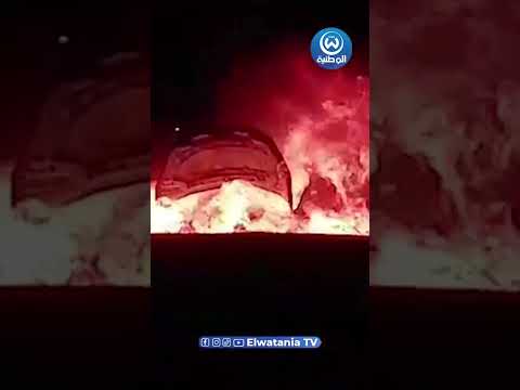 العاصمة احتراق سيارة بالكامل بطريق بوشاوي 